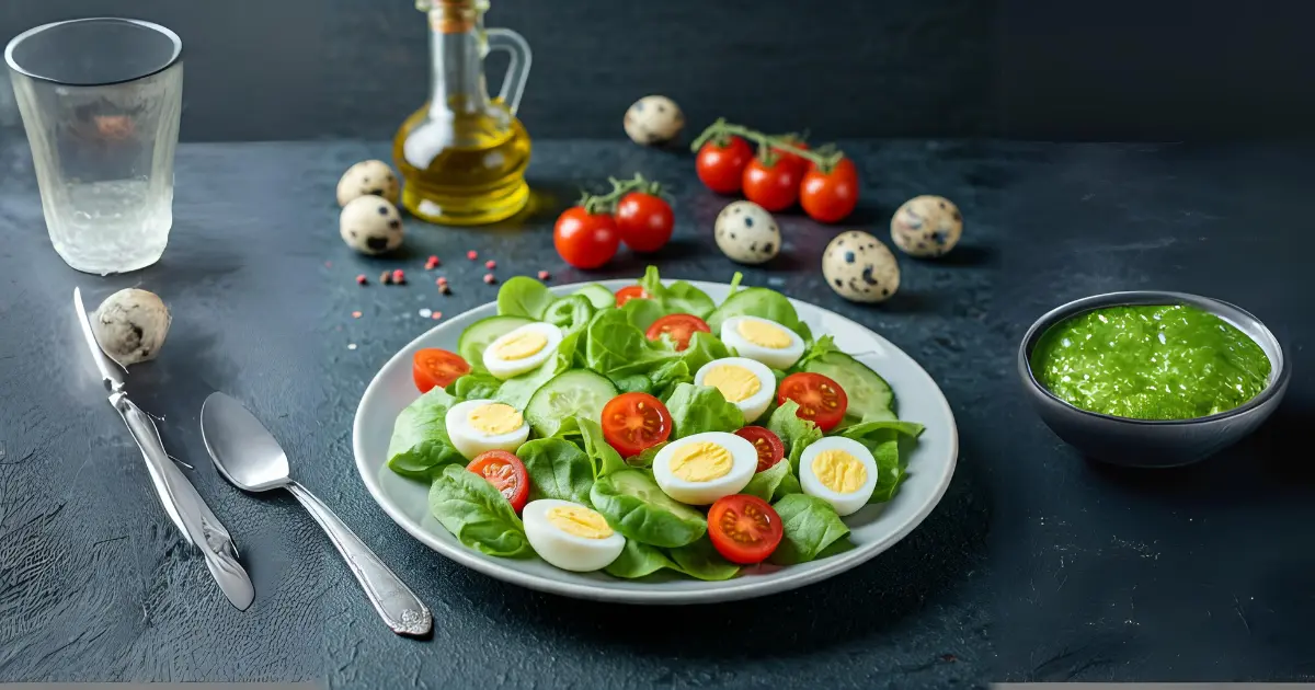 Quail Egg Salad with Mixed Greens