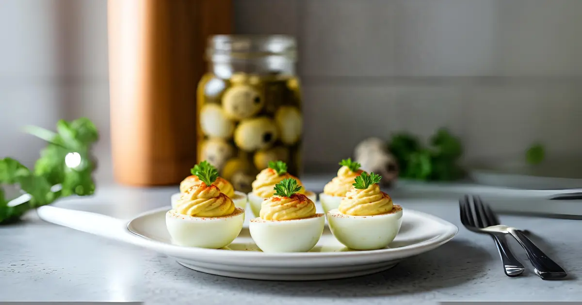 Deviled Pickled Quail Eggs